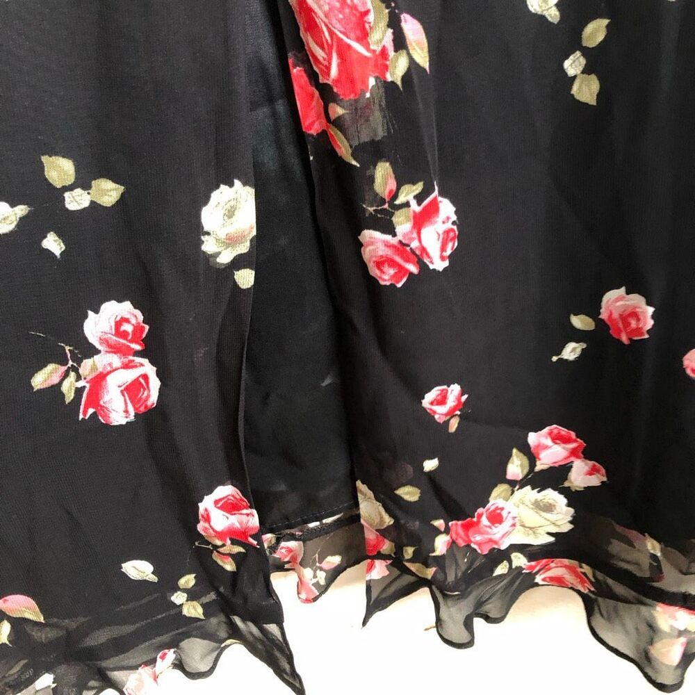 🌹 VTG 90s WHIMSIGOTH ROSE MAXI DRESS 🌹 ruffles floral 3/4 sleeve rayon vintage - Picture 8 of 8